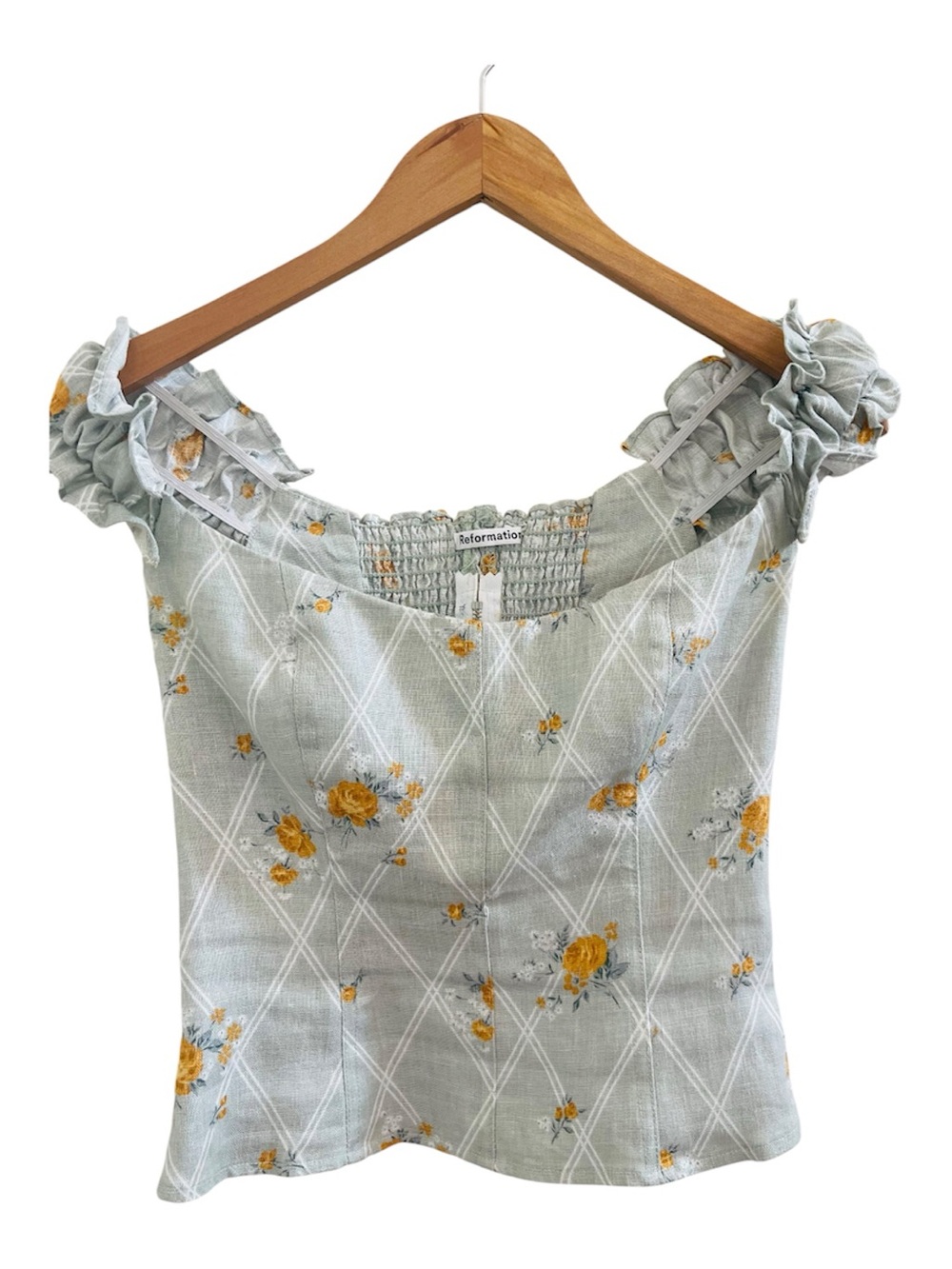 Reformation Women’s Alcove 100% Linen Top in Celia Colorway Size 0 - Picture 4 of 10
